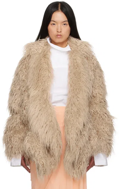 Dries Van Noten Beige Faux-fur Coat In 103 Beige