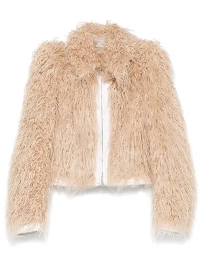 Dries Van Noten Vangel Furry Jacket In Beige