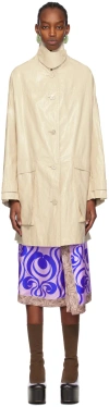 Dries Van Noten Beige Flap Pocket Coat In 100 Cream