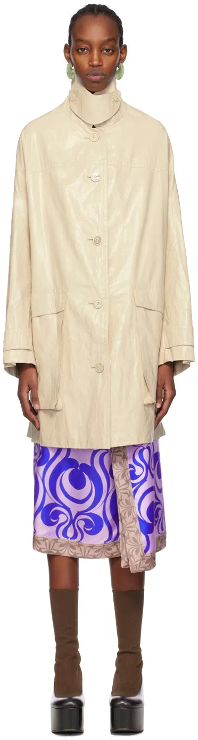 Dries Van Noten Beige Flap Pocket Coat In 100 Cream