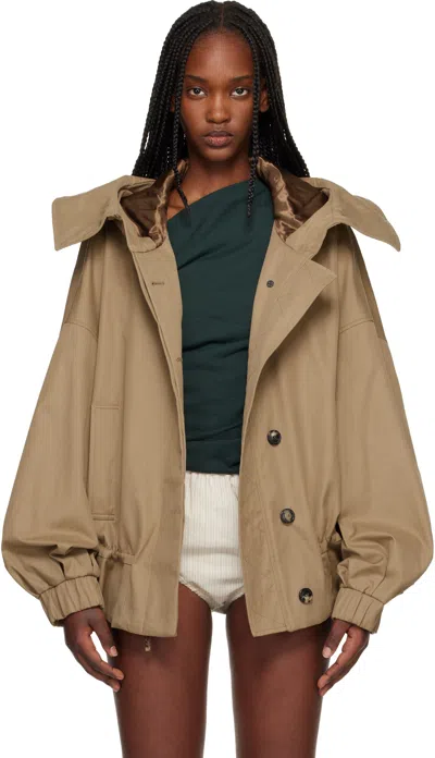 Dries Van Noten Beige Hooded Jacket In Nude