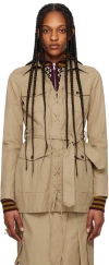 Dries Van Noten Beige Lace-up Minidress In 103 Beige