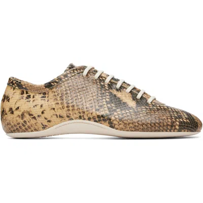 Dries Van Noten Beige Leather Ballerina Sneakers In Multi