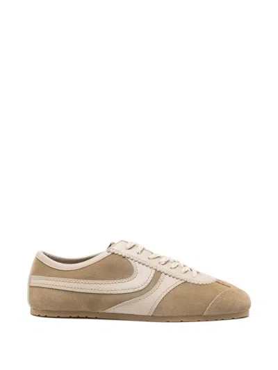 Dries Van Noten Leather Bowling Sneakers In Brown