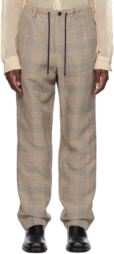 Dries Van Noten Beige Linen Trousers In 203 Mustard