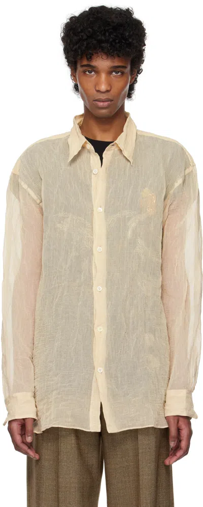 Dries Van Noten Beige Metallic Thread Shirt In Natural 4