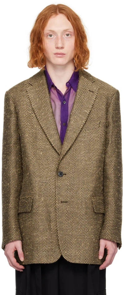 Dries Van Noten Beige Notched Lapel Blazer In 4 Natural
