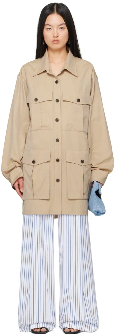 Dries Van Noten Beige Oversized Minidress In 103 Beige