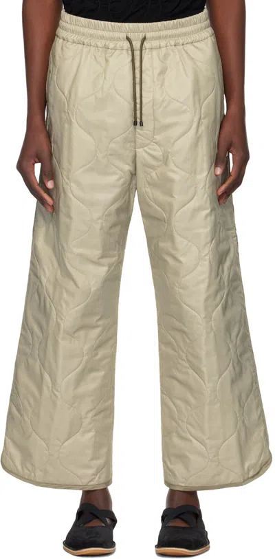 Dries Van Noten Beige Padded Trousers In 101 Sand