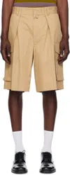 Dries Van Noten Beige Pleated Cargo Shorts In 103 Beige