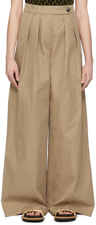 Dries Van Noten Beige Pleated Trousers In 103 Beige