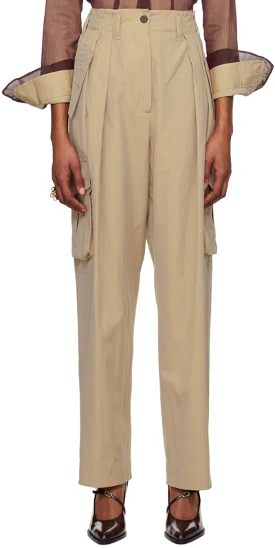 Dries Van Noten Beige Pleated Trousers In 103 Beige