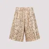Dries Van Noten Animal Print Sequin Embellished Knee-length Shorts In Beige