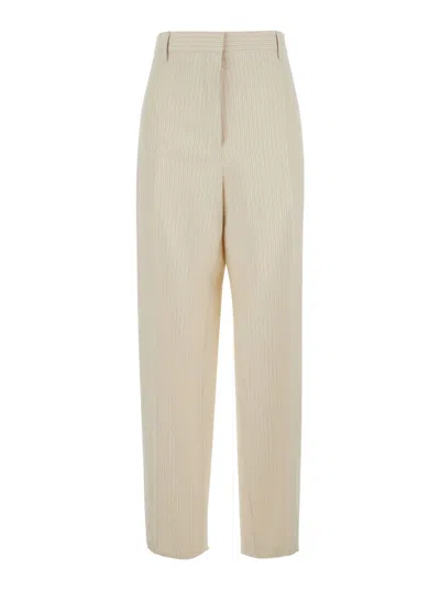 Dries Van Noten Beige Regular Flat Front Pants In Neutral