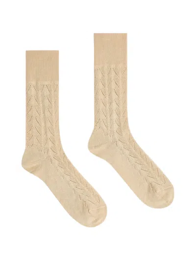 Dries Van Noten Beige Ribbed Socks In Brown