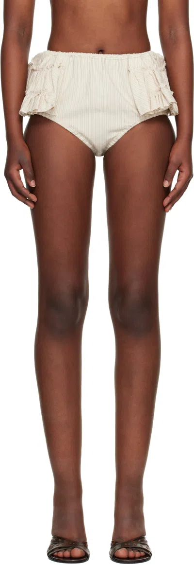 Dries Van Noten Beige Ruffled Briefs In Neutral