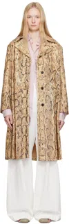 Dries Van Noten Ricca Python-print Sequin-embellished Coat In 103 Beige
