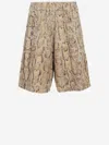 Dries Van Noten Snake Print Sequined Bermuda Shorts In Brown