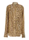 Dries Van Noten Beige Shirt With Beaded Decorations And All-over Print In Fabric Woman In Multicolor