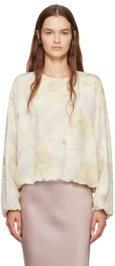 Dries Van Noten Beige Silk Cocoon Blouse In 100 Cream