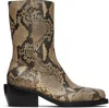 Dries Van Noten Beige Snake Print Boots