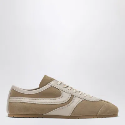 Dries Van Noten Women Beige Low-top Sneakers With Two-tone Lace-up In Suede Woman In White