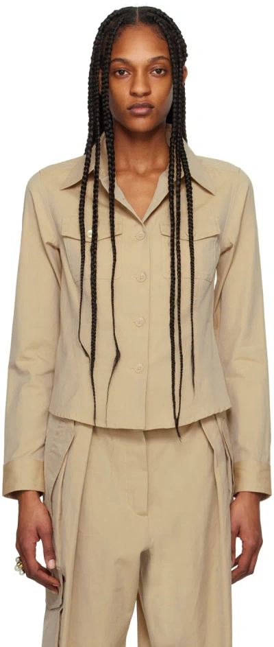 Dries Van Noten Beige Spread Collar Shirt In 103 Beige