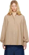 Dries Van Noten Beige Striped Cocoon Shirt In 101 Sand