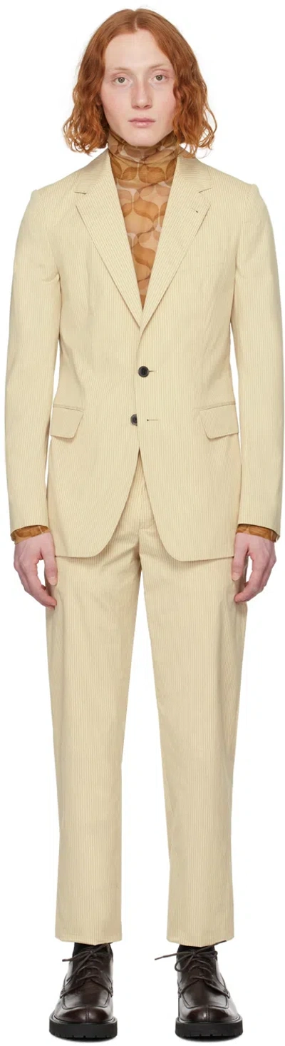 Dries Van Noten Beige Striped Suit In 103 Beige