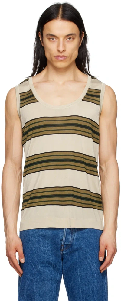 Dries Van Noten Beige Striped Tank Top In 7 Vanille