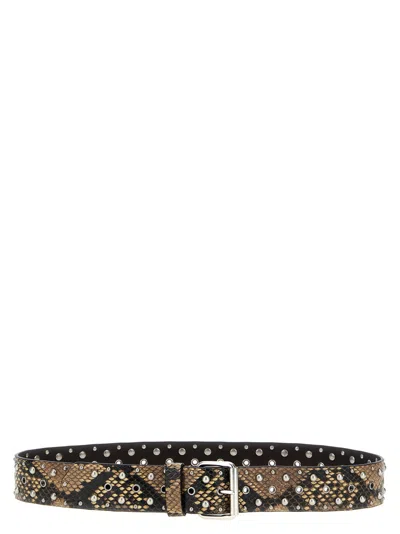 DRIES VAN NOTEN BEIGE STUDDED BUCKLE BELT