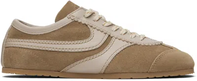 Dries Van Noten Beige Suede Sneakers In Brown