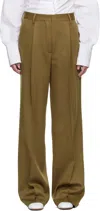 Dries Van Noten Beige Tailored Wool Trousers