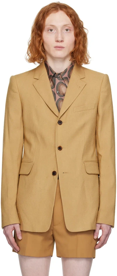 Dries Van Noten Beige Three-button Blazer In 102 Camel