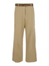 Dries Van Noten Beige Trousers With Belts In Cotton Woman In Multicolor