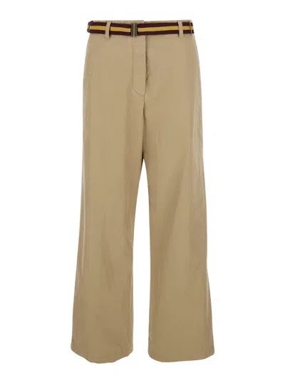 Dries Van Noten Beige Trousers With Belts In Cotton Woman In Multicolor