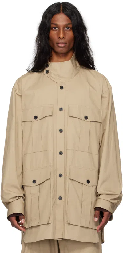 Dries Van Noten Beige Twill Overshirt In 103 Beige
