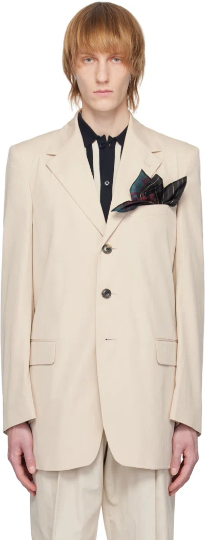 Dries Van Noten Beige Vented Blazer In 801 Cement