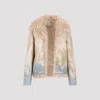 Dries Van Noten Oversize Collar Hand-painted Satin Jacket In Nude & Neutrals