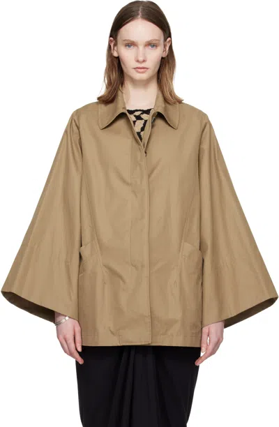 Dries Van Noten Beige Wide Sleeve Coat In Brown