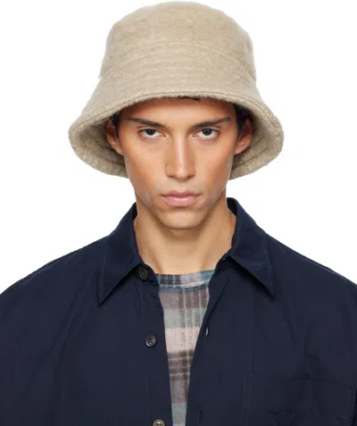 Dries Van Noten Beige Wool Mohair Bucket Hat In Brown