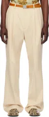 Dries Van Noten Beige Wool Straight Trousers In 100 Cream