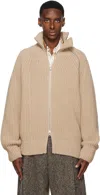 Dries Van Noten Beige Zip Sweater In Multi