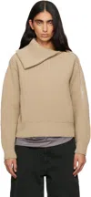 Dries Van Noten Beige Zipped Wool Turtleneck In Brown