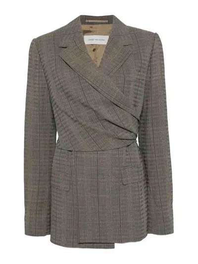 Dries Van Noten Beline Wool Tweed Jacket In Gray