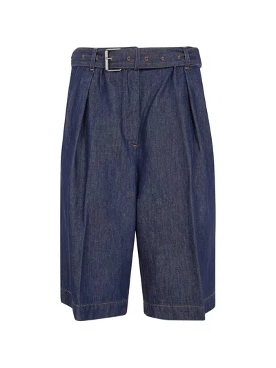 Dries Van Noten Belt Denim Shorts In Blue