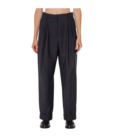Dries Van Noten Belt Loop Casual Pants In Blue
