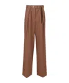Dries Van Noten Belted Wide-leg Trousers And Pockets In Brown