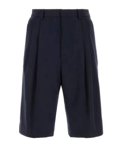 Dries Van Noten Wool Panrom Bermuda Shorts In Blue