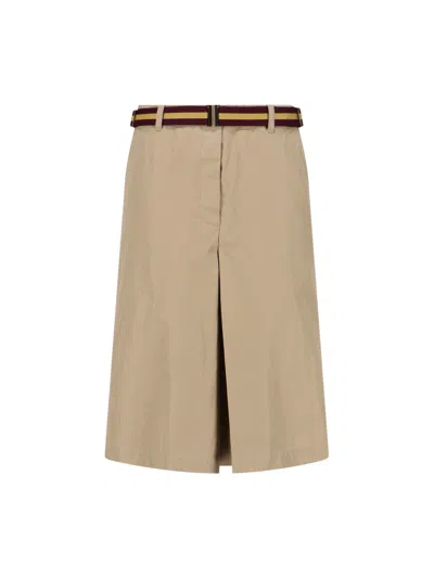 Dries Van Noten Belt Midi Skirt In Beige